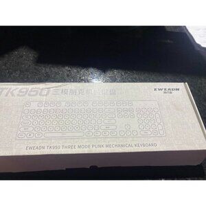 EWEADN TK950 Wireless Mechanical Typewriter Keyboard, 104 Keys with White Backli